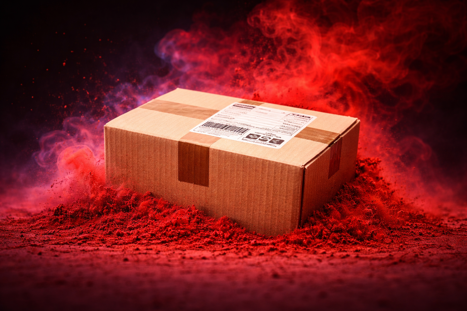 Paket in rotem Sand